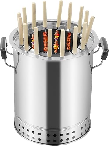 Parrilla de carbón sin humo, parrilla colgante de carbón envolvente de acero inoxidable con rejilla de cocción, parrilla portátil de carbón para