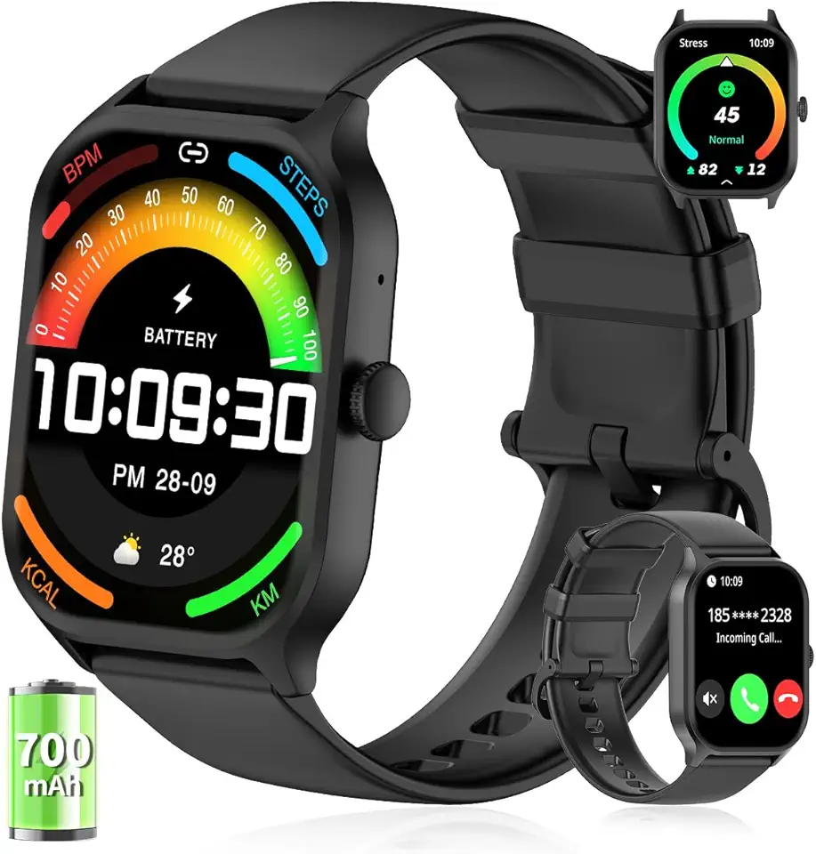 PEJE Smartwatch ZW16,Tela TFT HD de 2,01",Relogio smartwatch com Ecrã tátil e Ai,Bateria de 700 mAh,123 Esportes,1ATM à rova d'água, Chamada Bluetooth, Compatível com Android iOS (Preto)
