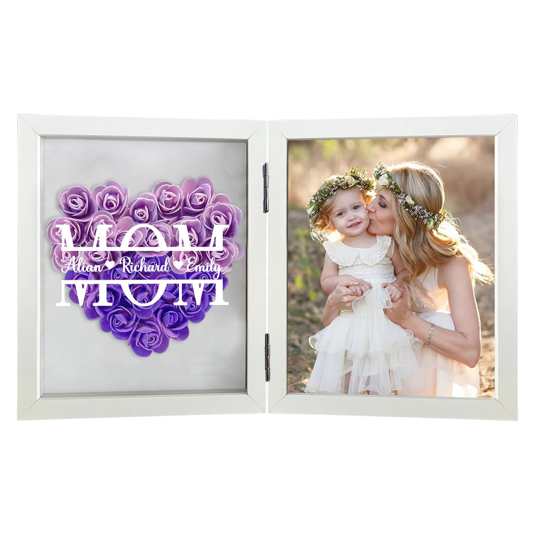 Boîte D'Ombre à Fleurs Personnalisée Pour Maman - Cadre Photo Rose Éternelle
