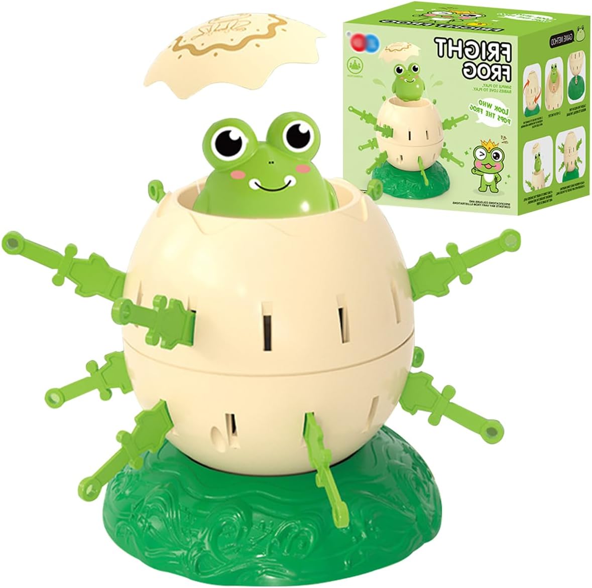 Mini Miniature Pop up Kids Board Games Pirate Bucket Plug-In Party Trick Parent-Child Interactive Games Pirate Egg Tabletop Toys Party Activity Competition for Toddlers - Very Tiny&mini Size(Frog)
