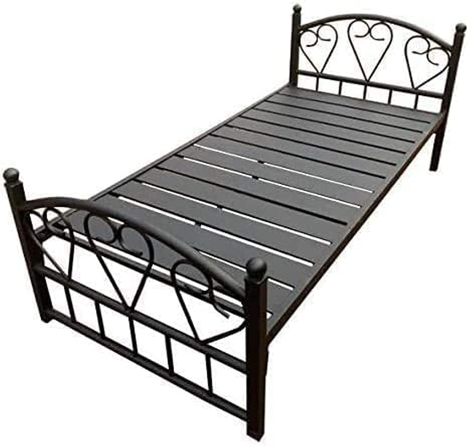 Karnak Heavy Duty Single Metal Steel Bed Dimension 90x190 Centimeters Black