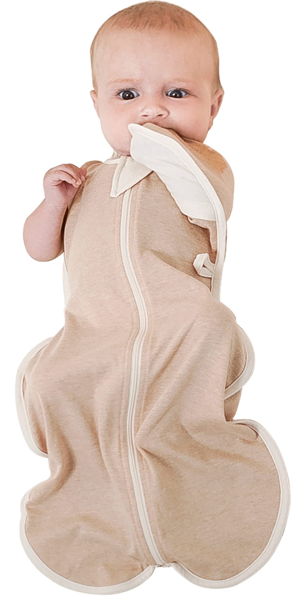 Ccoccozam Swaddle, Organic, Beige, Large, 19-26lbs, Transition Baby Sleep Sack Allow Your Baby to Sleep in a Preferred up-arm Position, Hand Part can be Opened, Designed for Free Hand Movement