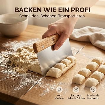 SauerSoul Premium Sourdough Baking Set - 3 Essential Bread Baking Tools: Danish Whisk Dough Card & Bread Knife - With Wooden Handles Organic & Ergonomic - Beautiful Gift for Bread Lovers