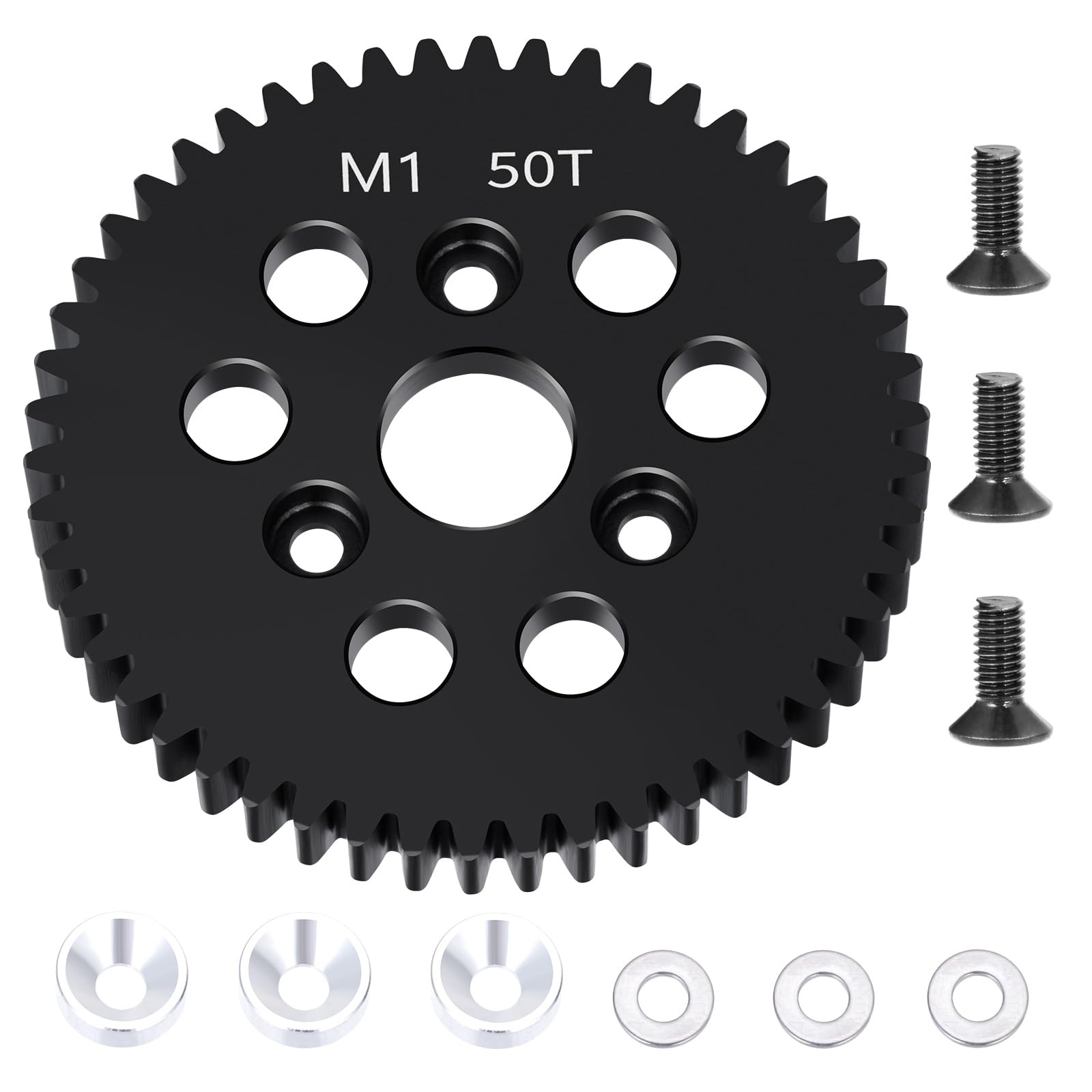 BRKRC Steel RC Spur Gear MOD 1 Main Gears 31T 32T 33T 35T 47T 48T 50T for TRA-XXA E-REVO2.0 ARRMA LOS1 HPI HOBAO Upgrades Part (50T)