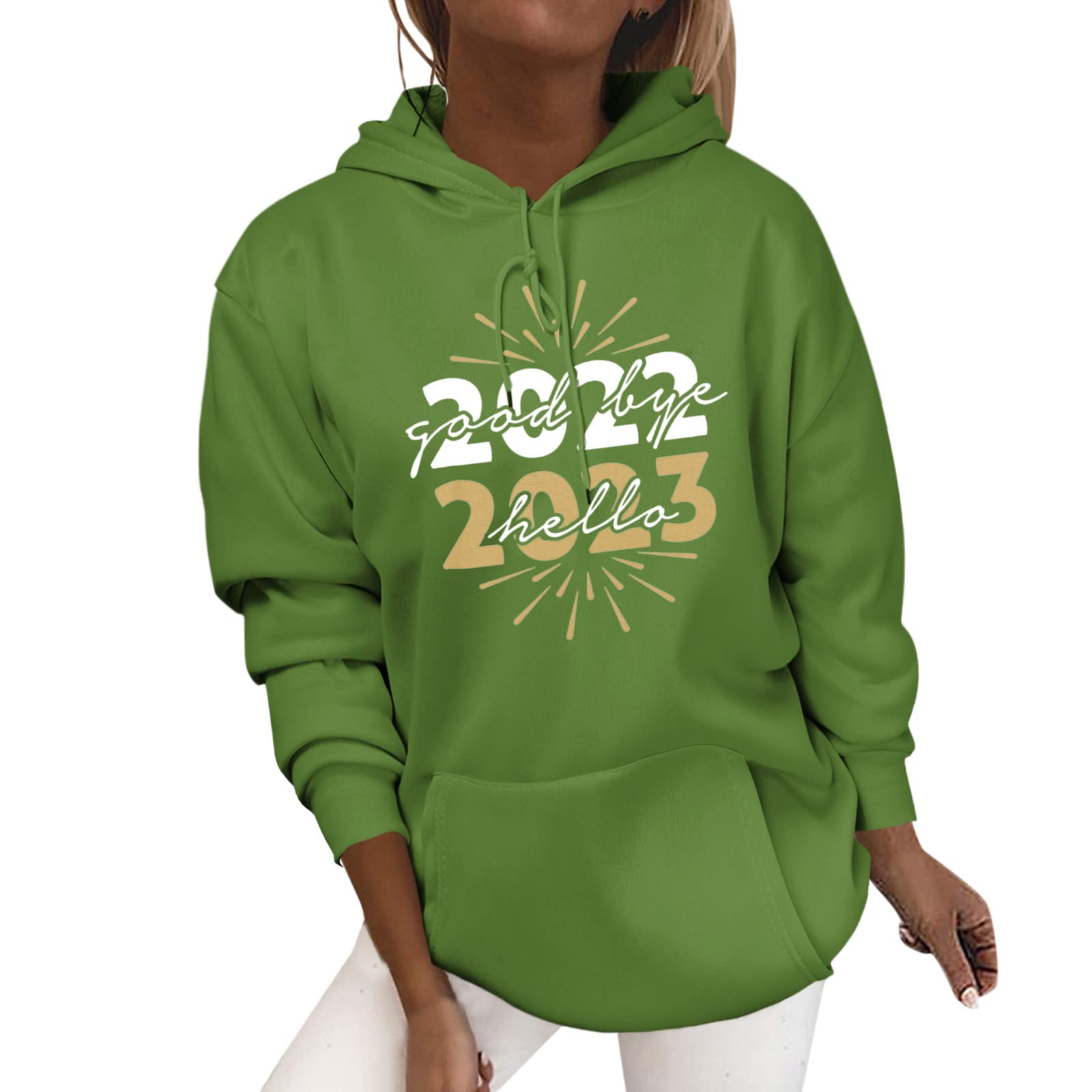 VJGOAL Women's Hoodies Sweatshirts Christmas Blouse Pullover Sweatshirt For Women New Year Print Sweatshirt Long Sleeve Blouse Lightweight Sweatshirt Hooded Sweatshirt