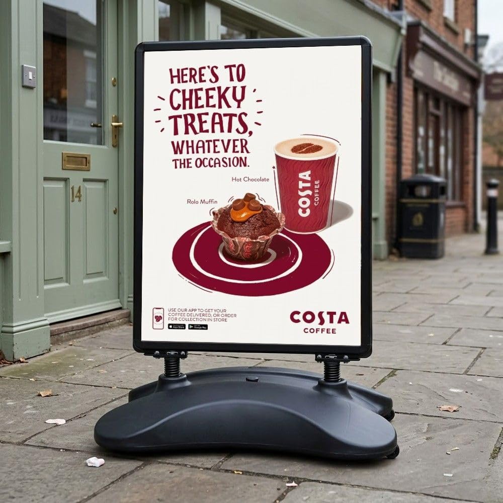 Displaysense A1 Black Wind Resistant Poster Heavy Duty Water Base Pavement Sign With Snap Frame Double Sided.