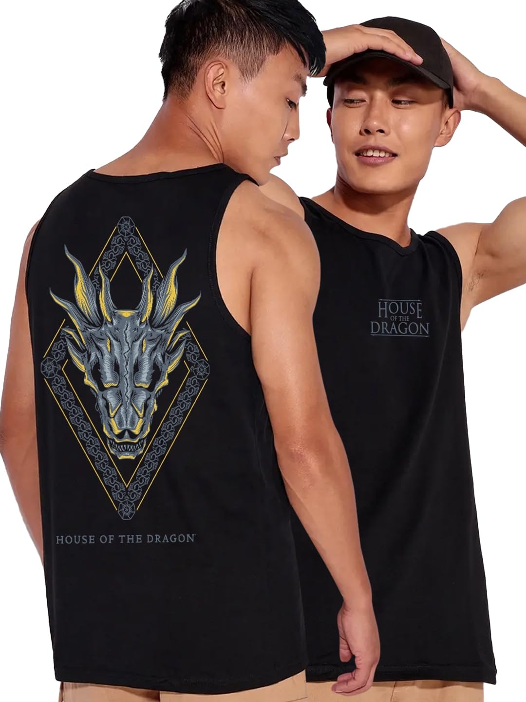 Official House of The Dragon Merchandise Men's Graphic Printed Regular Fit Sleeveless Round Neck Cotton Vest