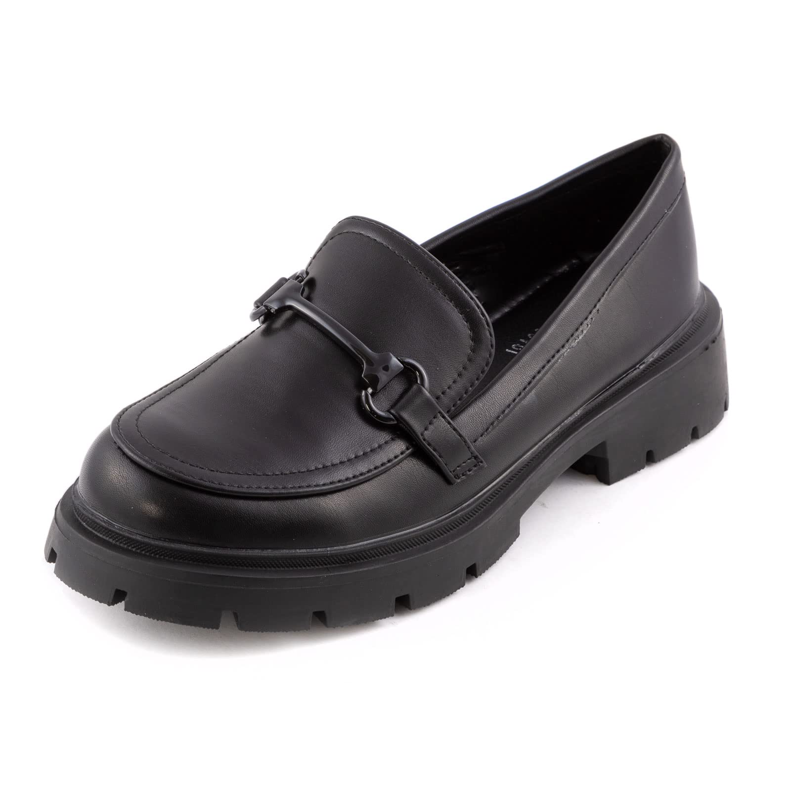 Toocool Zapatos de mujer College Mocasín Tank Casual A77-005, Negro , 38 EU