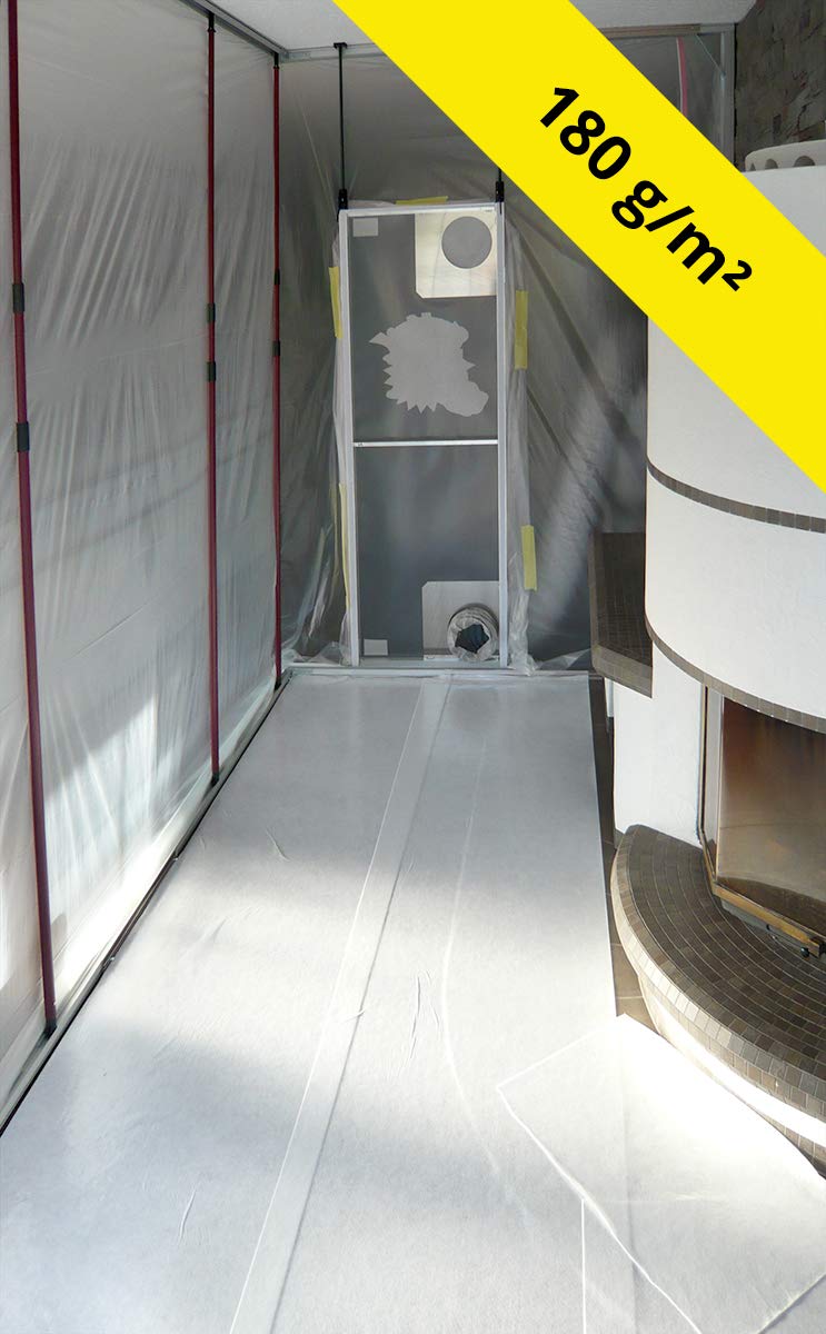 Schutzvlies selbsthaftend | Abdeckvlies | Malervlies | mit Folie | mehrfach verwendbar | 1 m x 25 m | 180 g/m²