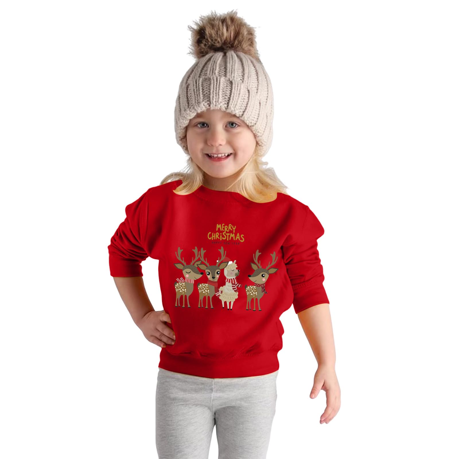 Générique Bebe Noel Vetement, Déguisement Noel Garçon Fille Sweat-Shirt Enfant Fille Printemps Automne Hiver avec Imprimé Noël Moche Pulls De Noel Veste d'hiver Enfant Déguisement Noel Garçon Fille