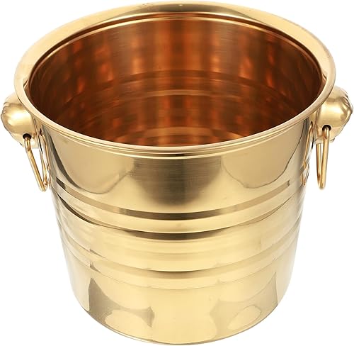 Cubos de hielo de metal de 7 L, cubo de hielo de acero inoxidable, cubo de hielera dorado, champán, bebidas de vino, botellas de cerveza, contenedor