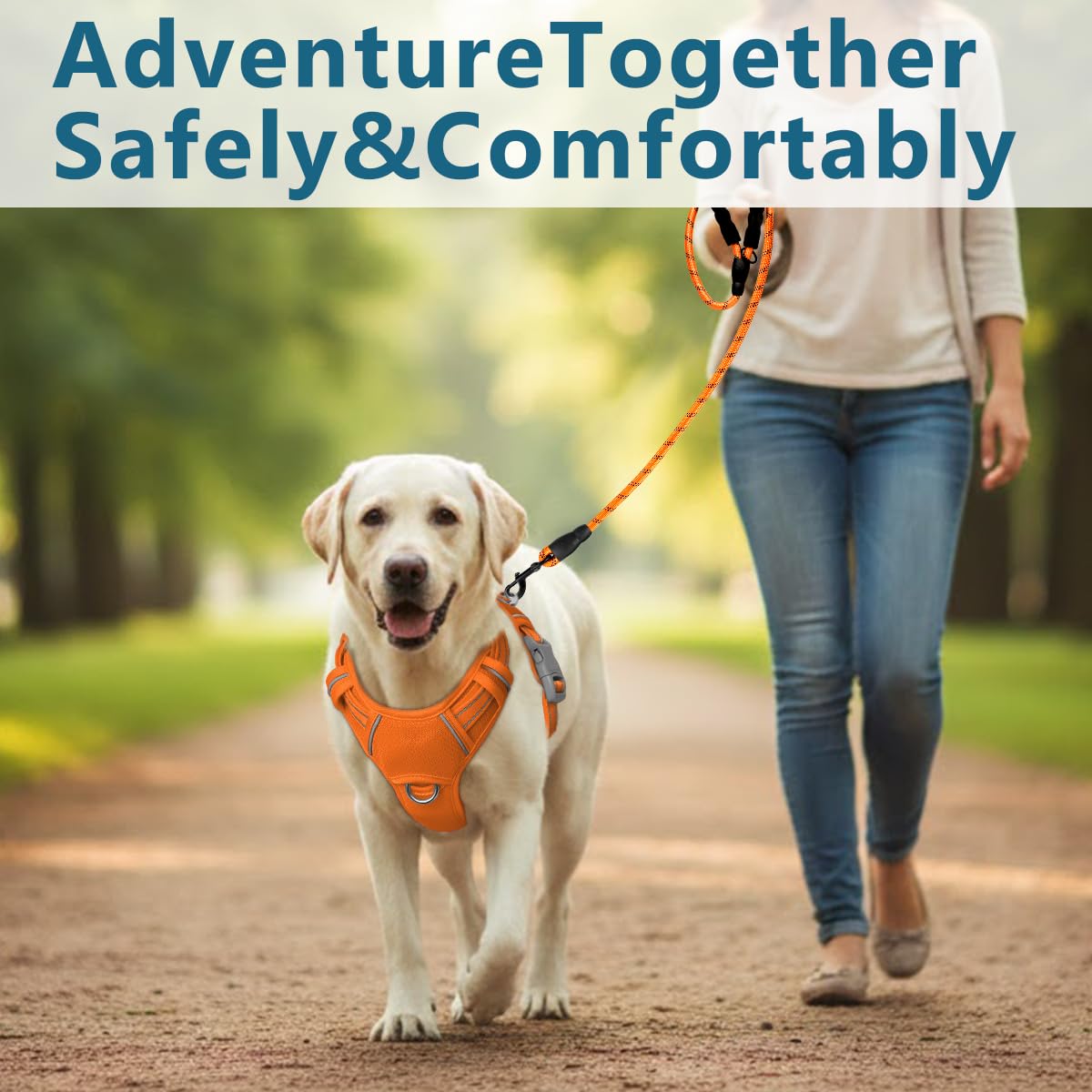 BARKBAY Dog Harness No Pull with ID Tag Pocket - Heavy Duty, Reflective, Easy Control for Large Dogs(Orange,L) - image 8