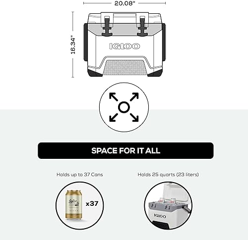 Miniatura 2 de Igloo Enfriador de hielo BMX de alta resistencia de 25 cuartos de galón con tecnología Cool Riser