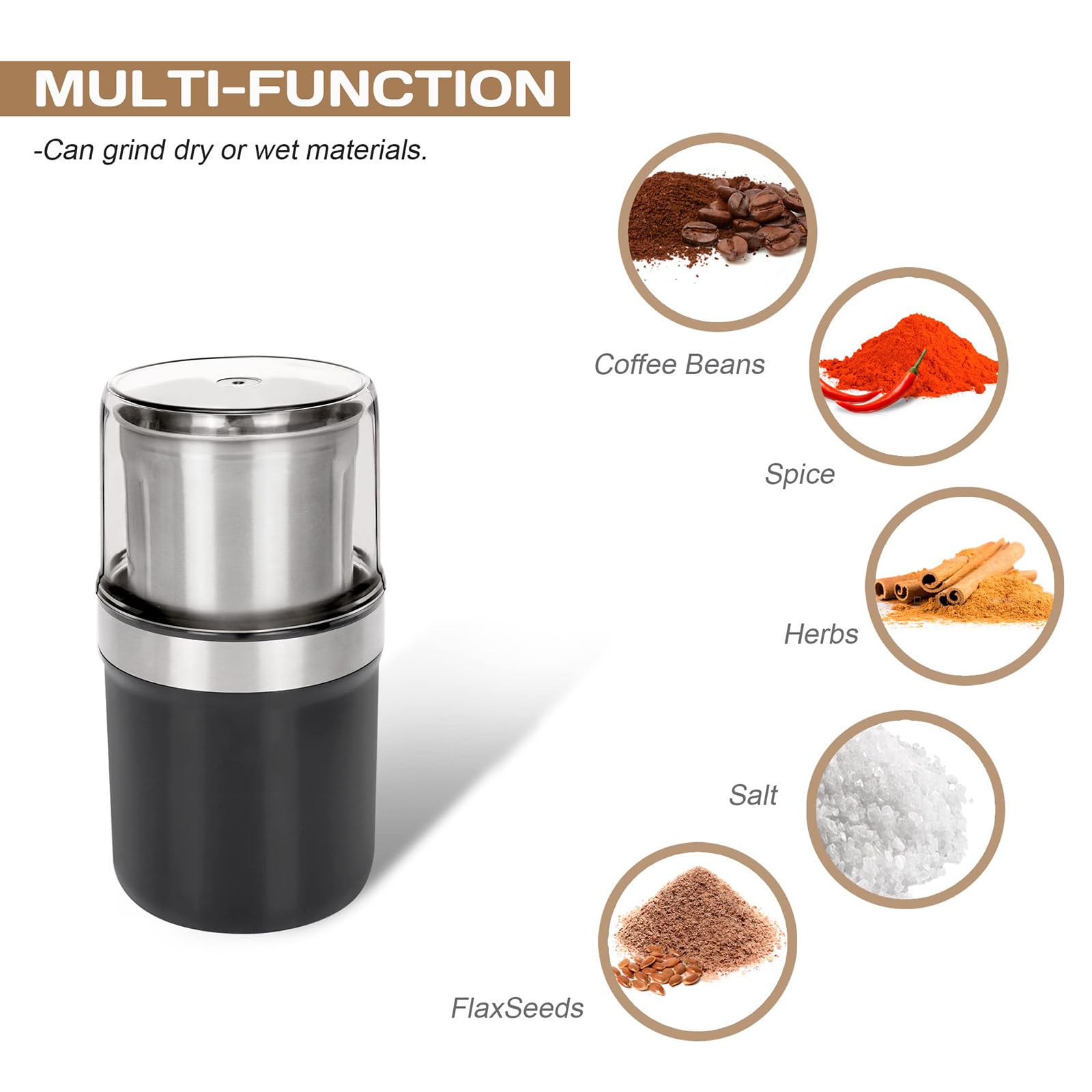 800G Elektrische Spice Kruidenmolen Swing Type Hoge Snelheid Poeder Machine Kruiden Koffiebonen Noten Granen Mixer Roestvrij staal Elektrische Molen