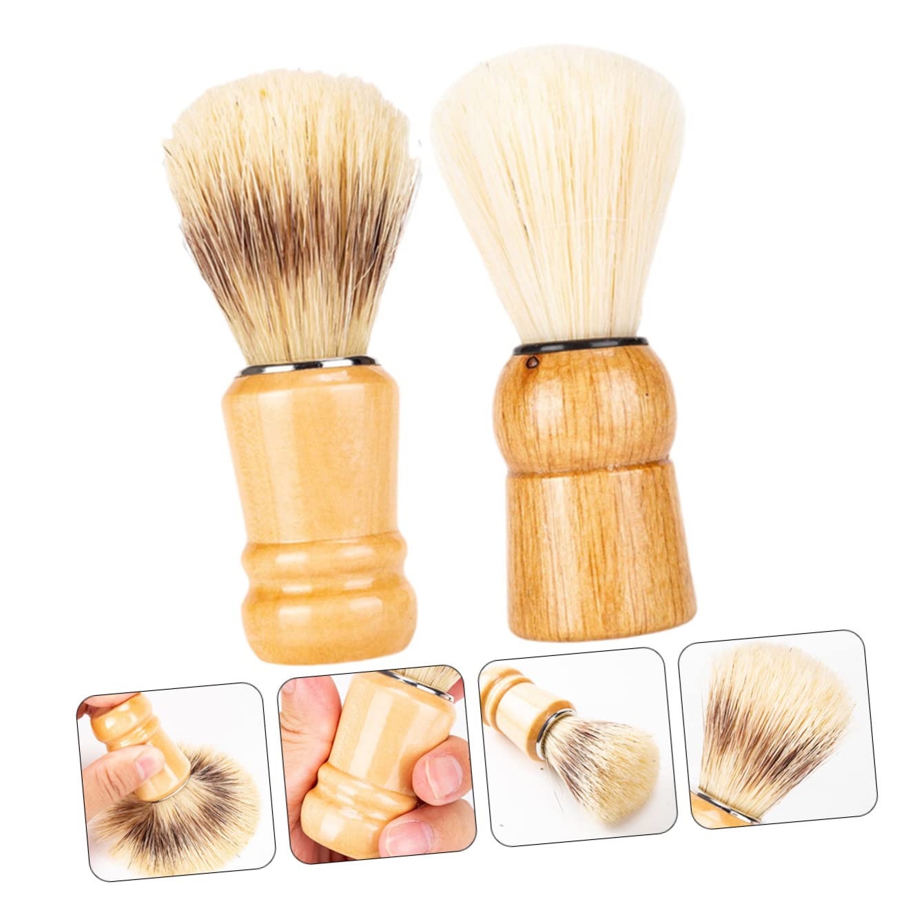 FRCOLOR 10pezzi Spazzola Da Barba Legno Professionale Per Rasatura e Stile Utile Casa e Viaggio Accessorio Per Uomini Per Creare Rasoio e Rimuovere Residui Di Barba