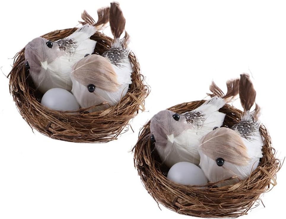 Leadigol 2 Set Realistic Artificial Birds Nest Eggs