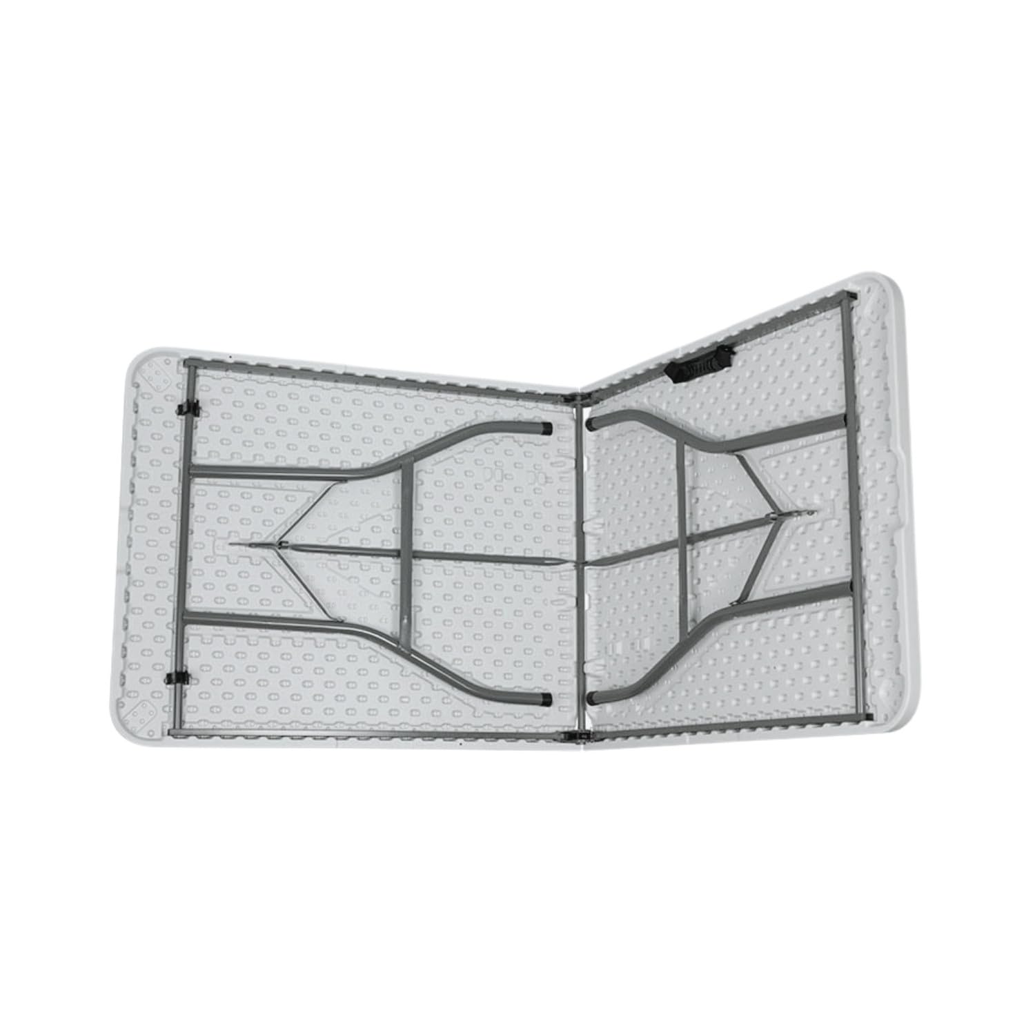 Dayron Mesa de Catering y Camping Plegable Portátil Rectangular 122cm, 150cm, 180cm, 240cm | Multiusos: Camping, Eventos en Espacios Exteriores o Interiores | Resina Blanca y Patas de Acero