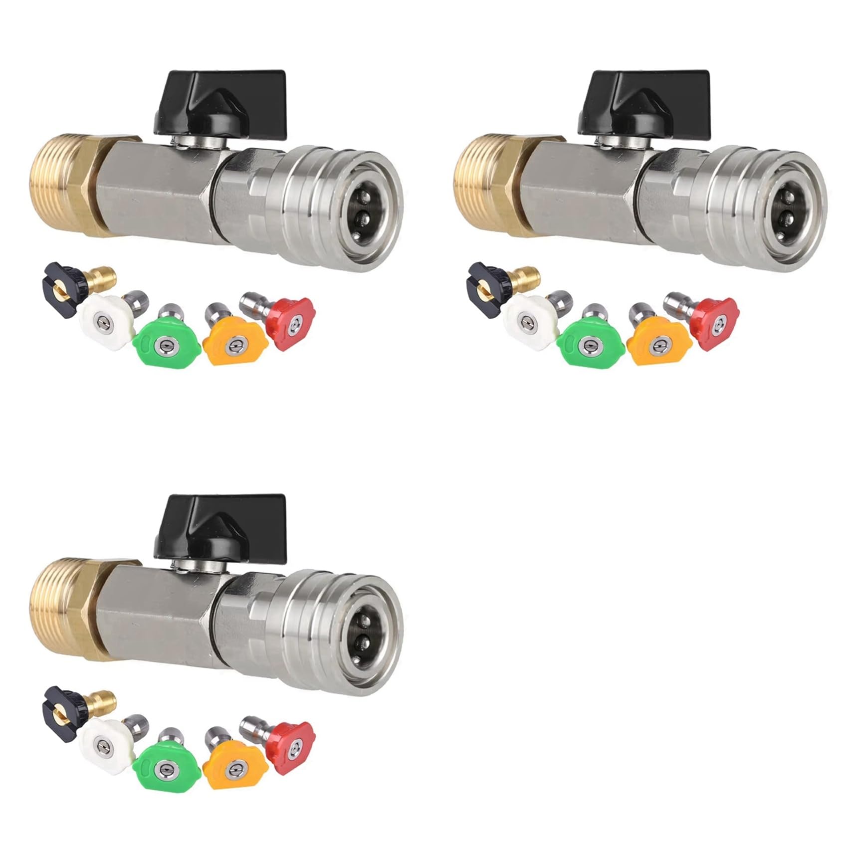 Ctrlzs 3X High Pressure Washer Ball Valve Kit 1/4Inch Quick Connector And M22 14Mm For Power Washer Hose On/Off With Nozzle