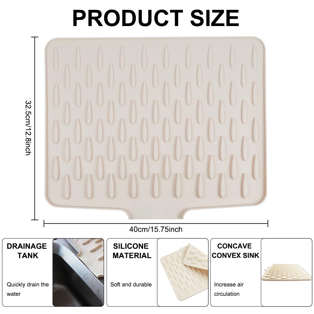 PacuM Tappetino Scolapiatti in Silicone 34 x 43cm Tappeto Scolapiatti cucina Scolapiatti da Appoggio Lavello Tappetino Antiscivolo Scolapiatti Tappetino Lavello Cucina per Lavello Tovaglietta