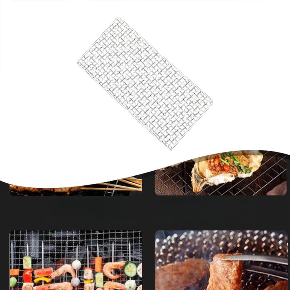 Griglia rettangolare in acciaio inox per barbecue, portatile, per cucinare all'aperto, campeggio, picnic, costruzione a lunga durata (20 x 20 cm)