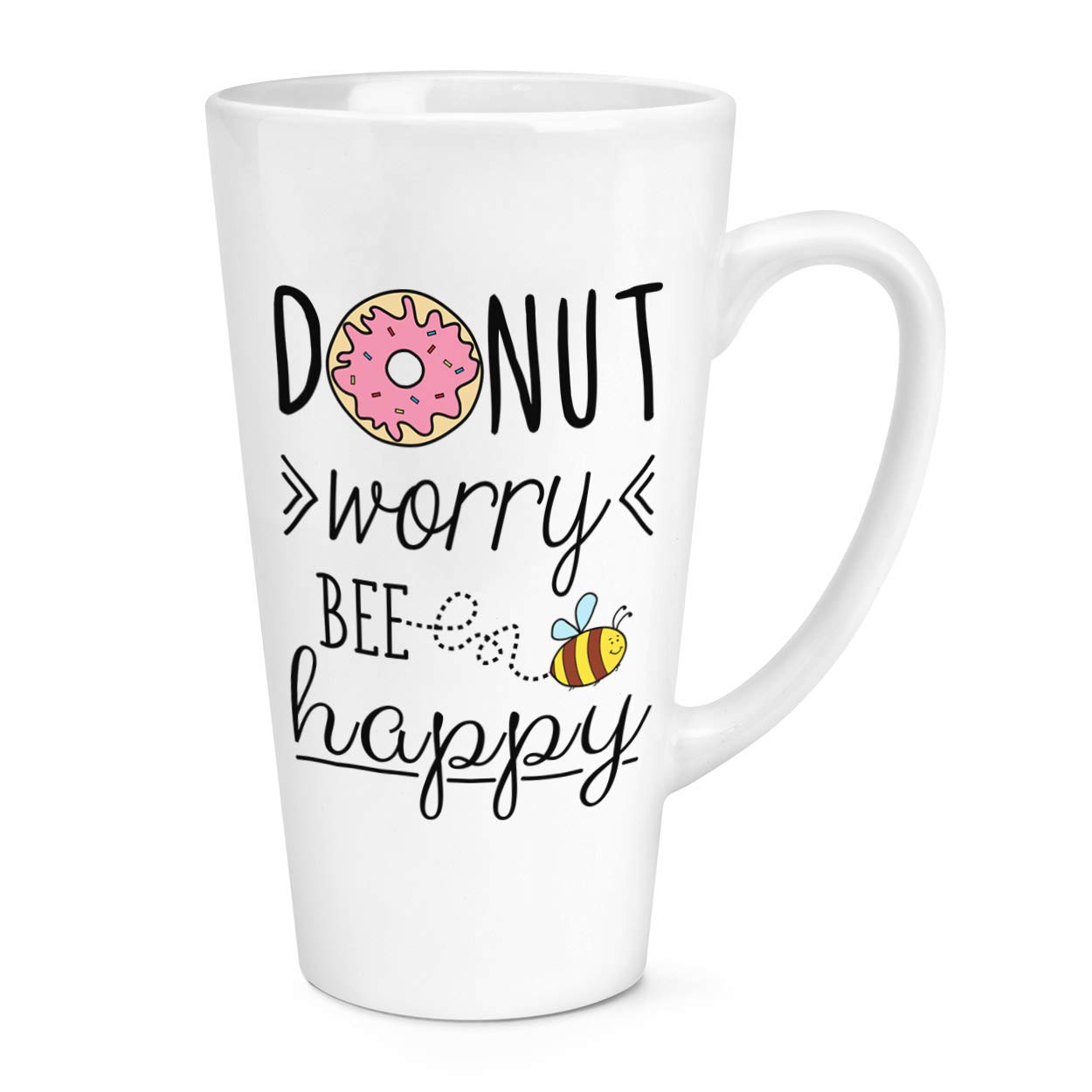 Donut Worry Bee Happy 17oz Large Latte Mug Cup