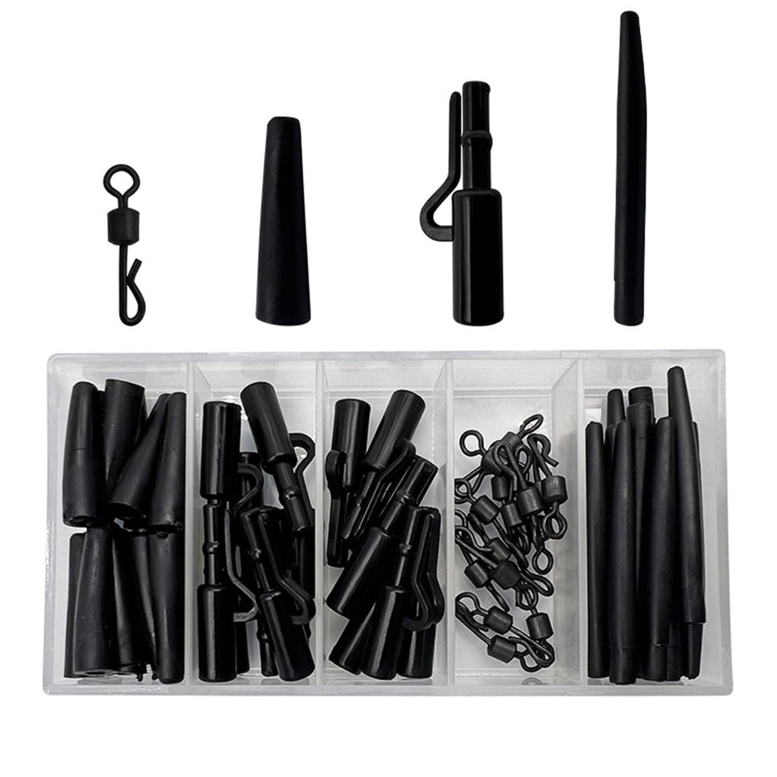 60Pcs Carp Fishing Tackle Box Set Fishing Tackle Tool Set Including Carp Clip Change Swivels Anti-Tangles Sleeves Anti Tangles Sleeves