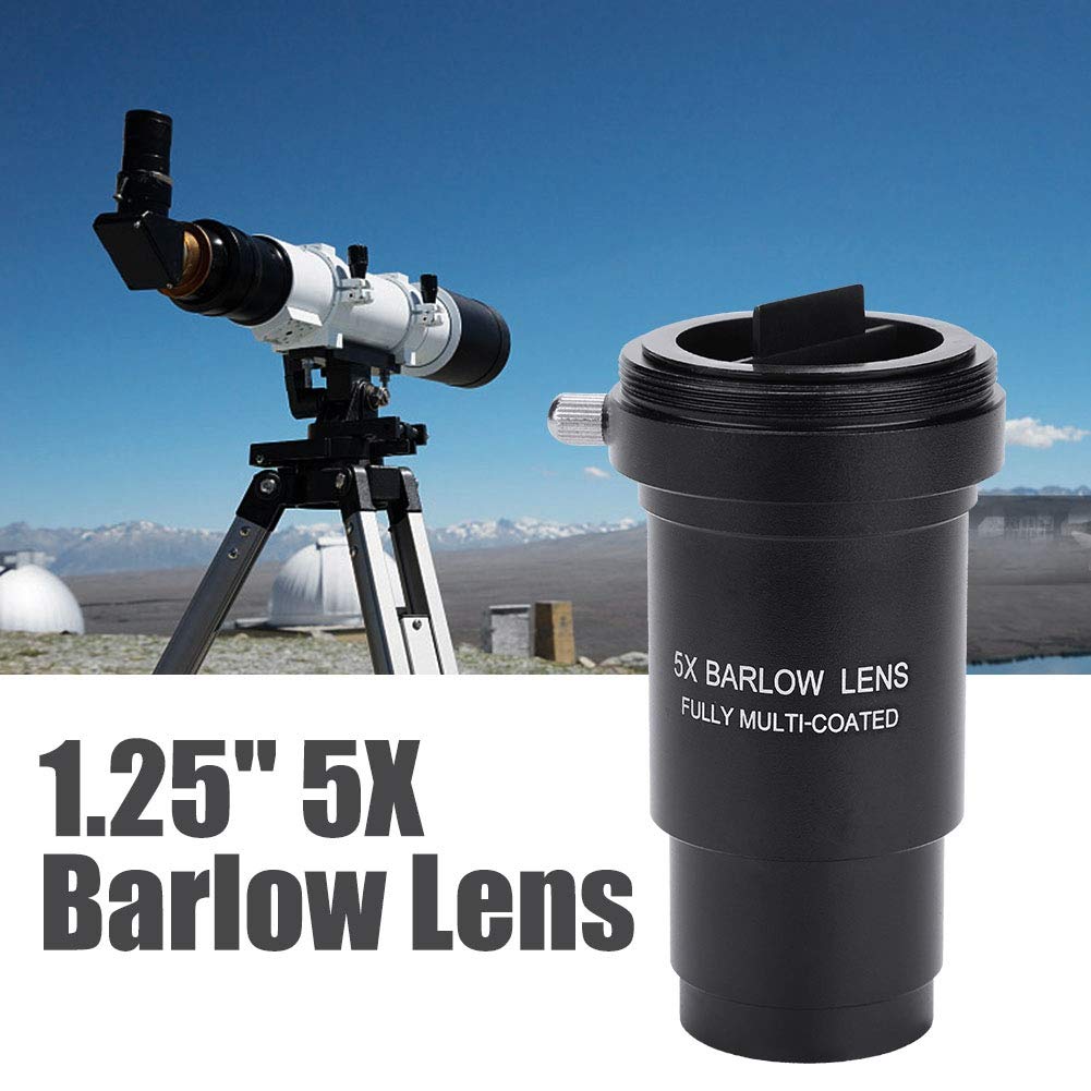 1.25 Cal 5X Soczewka Barlowa Akcesoria do Teleskopów ze Stopu Aluminium Soczewka Barlowa Wielowarstwowe Teleskopy Okular Czarne Soczewki Teleskopowe Gwint M42