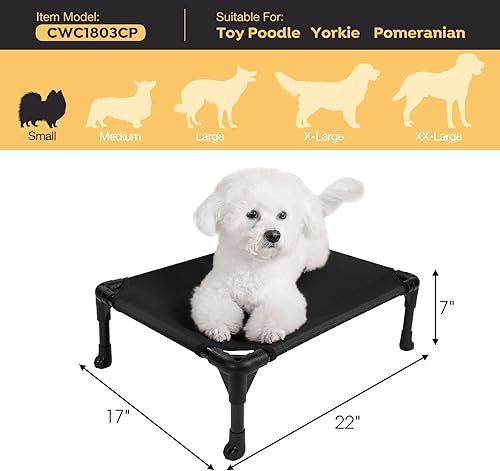 Miniatura 6 de Veehoo - CWC1803-S - Cama elevada tipo catre para perros, refrescante, portátil, con malla lavable y transpirable, patas antideslizantes, duradera,