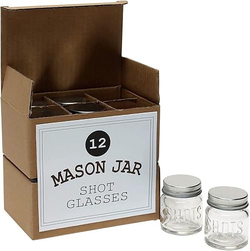 Mason Jar vasos de vidrio para tragos 2onzas 12unidades con tapas a prueba de fugas Ideal para tragos bebidas regalos velas y manualidades