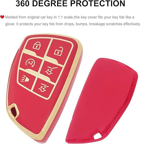 Miniatura 10 de Funda para llavero ChevyGMC con llavero de TPU suave compatible con Chevrolet Chevy Suburban Tahoe GMC Yukon GM-13541565 13537962 negro