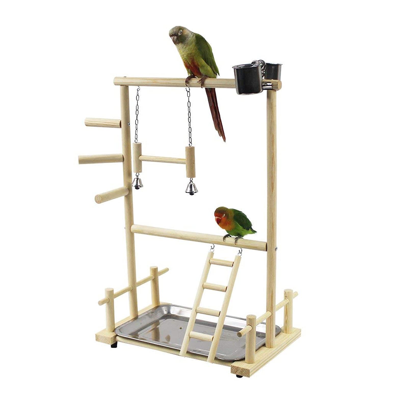 Juguete para pájaros, soporte para loros, juguete, bandeja para pájaros, swing de escalada, puente de escalera colgante, madera, cashatiel, parque infantil, pájaros, perches, comida para pájaros