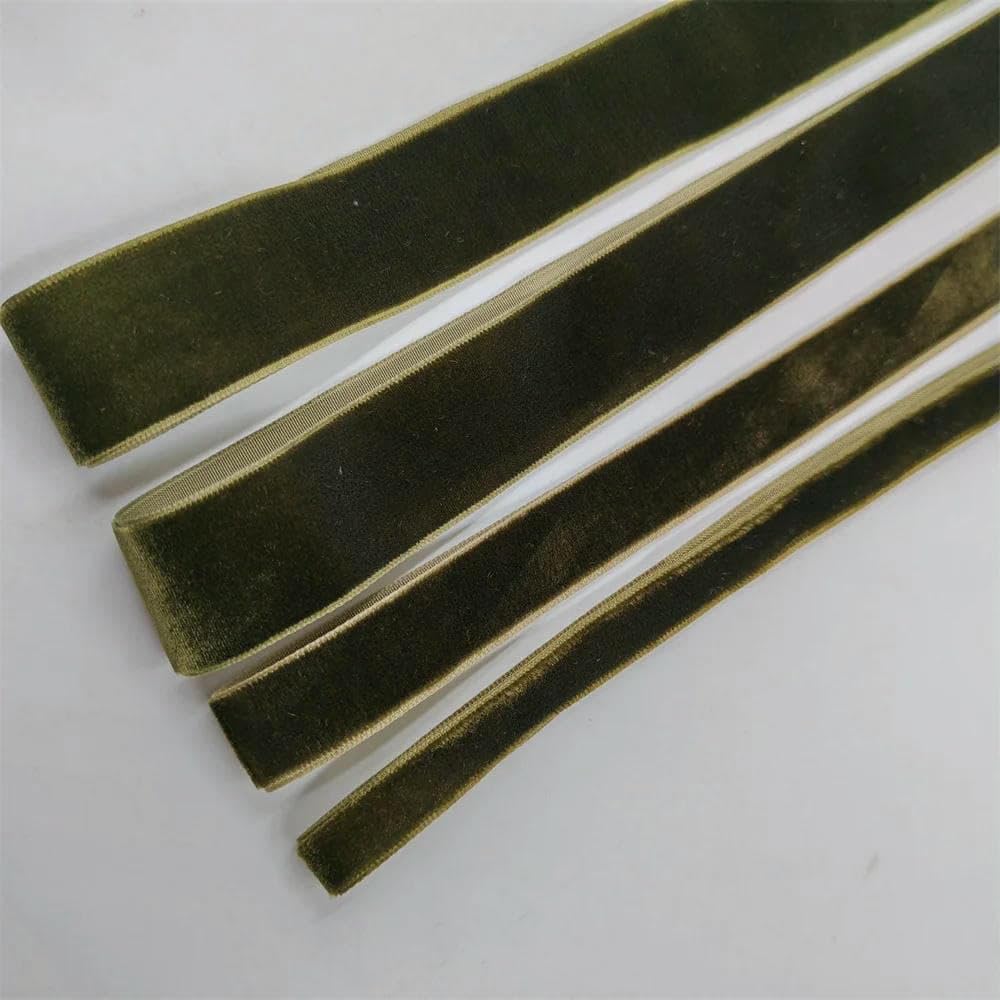 Cinta de terciopelo verde oliva de una sola cara, 6-25 mm, 5-300 yardas, para decoración de fiestas, hecha a mano, para envolver el pelo, lazo para hacer tú mismo, Navidad, 25