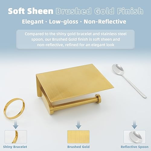 Miniatura 4 de APLusee SUS 304 - Soporte de papel higiénico con estante para teléfono, organizador de rollos de papel higiénico contemporáneo de acero inoxidable