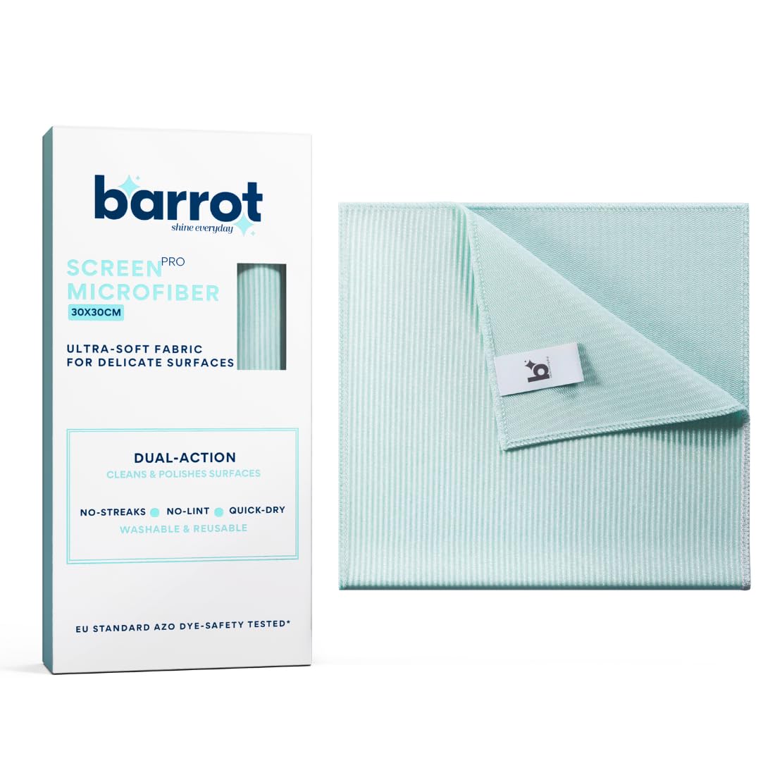 BARROT ScreenPro - Screen & Lens Cleaning Microfiber | Tested for Safety | Ultra-Soft Fabric Designed for Sensitive Surfaces | Large Size - 30X30CM (Pack of 1)