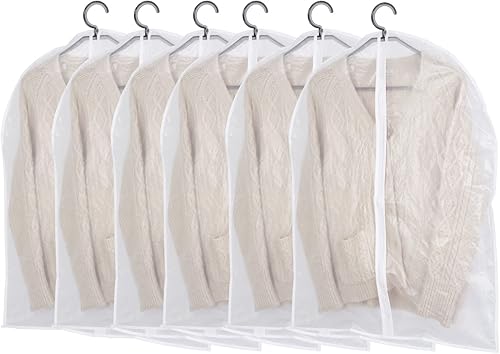 Bolsas transparentes para colgar ropa, ligeras, portátiles, a prueba de polvo, para tintorería, con cremallera larga, para almacenamiento en