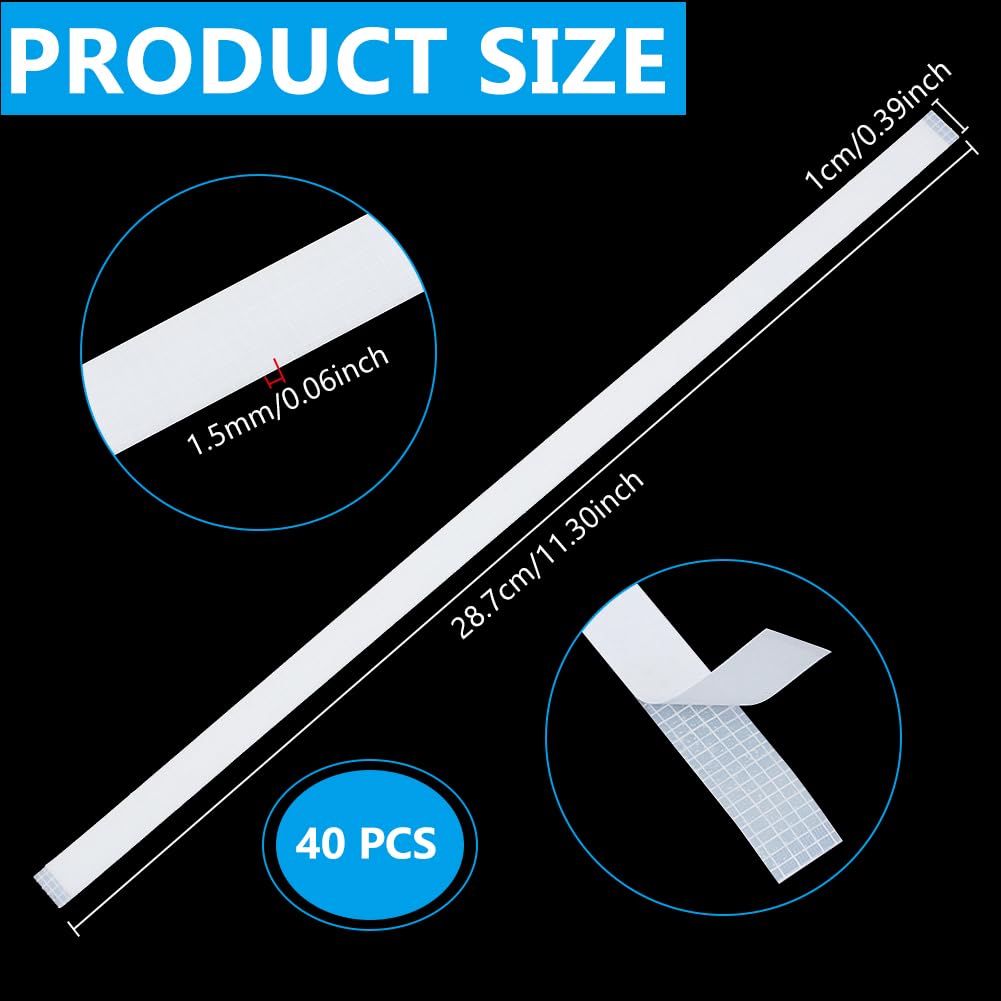 BENECREAT 40pcs 11.3 Inch Glue Strips with Mesh Backing, 0.39 Inch Wide Hot Melt Resin Strips for Book Binding Repair Hot Melt Binding Machine, 1.5mm Thick