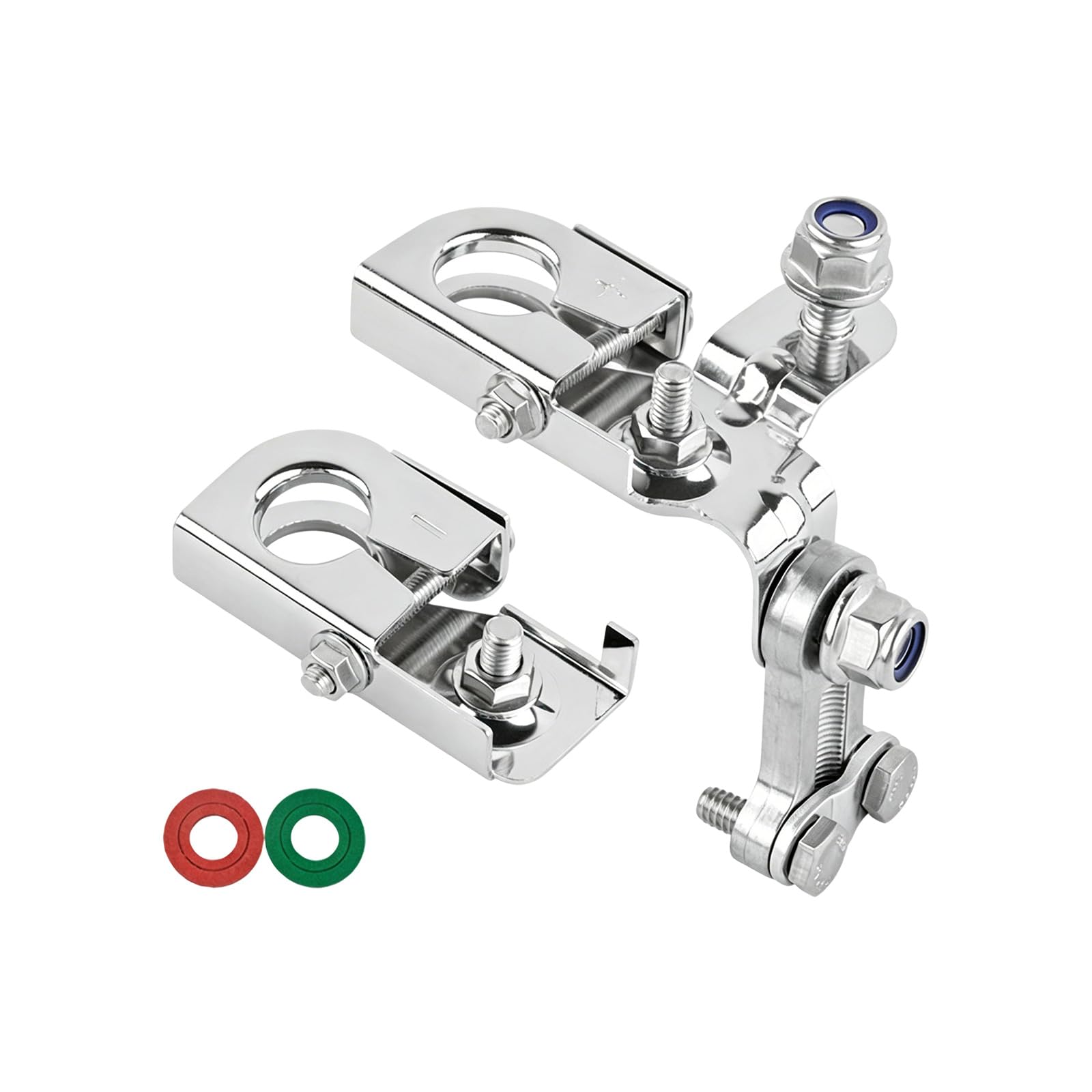 Connettori per batteria moto con rondelle in feltro, morsetti terminali in ottone cromato per batterie superiori auto e camion utilizzare connettori terminali morsetto superiore