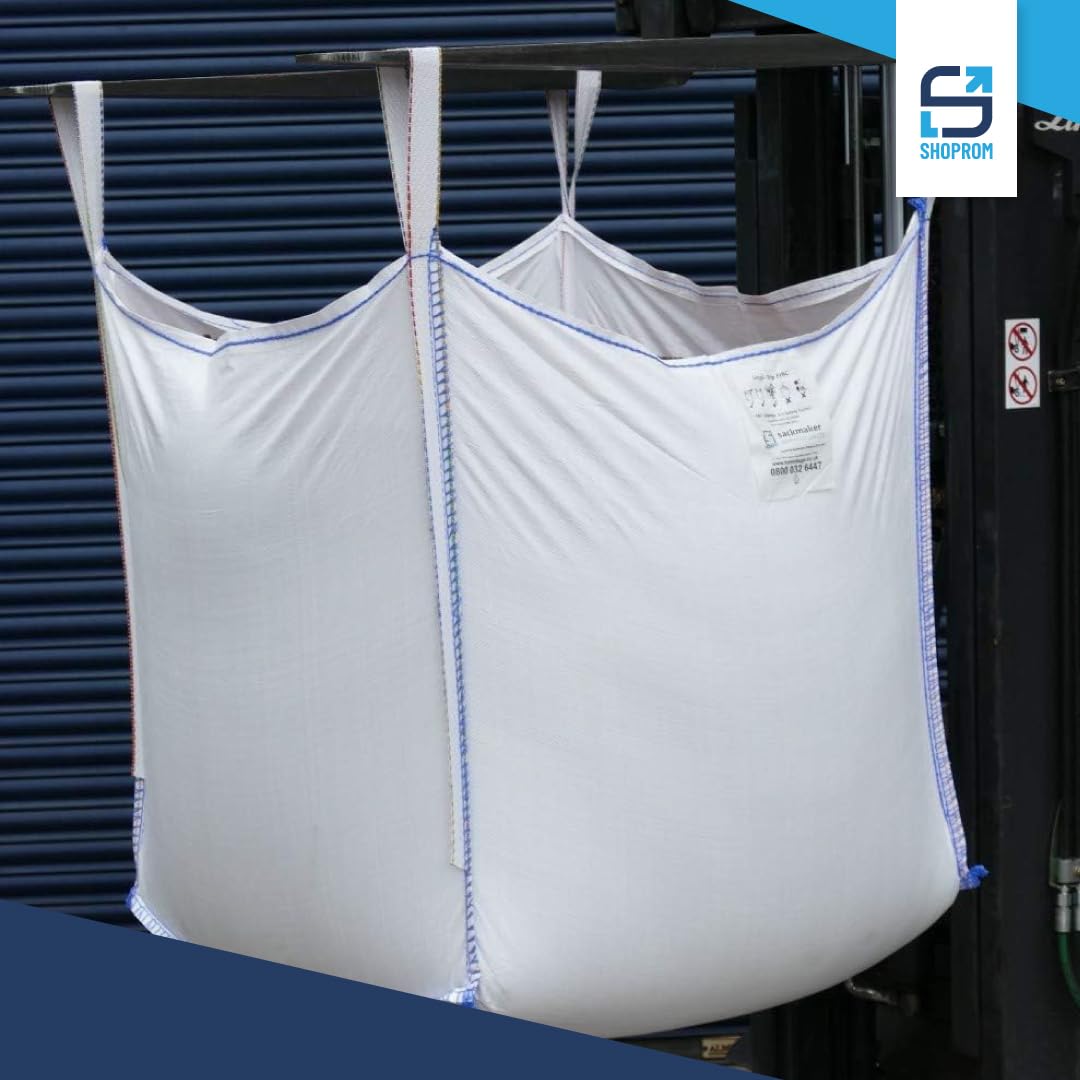 SHOPROM Bolsas de jardinería homologadas BigBag 1000 kg de polipropileno resistentes y reutilizables para eliminación de materiales de construcción y agrícolas ideales para almacenamiento (fondo