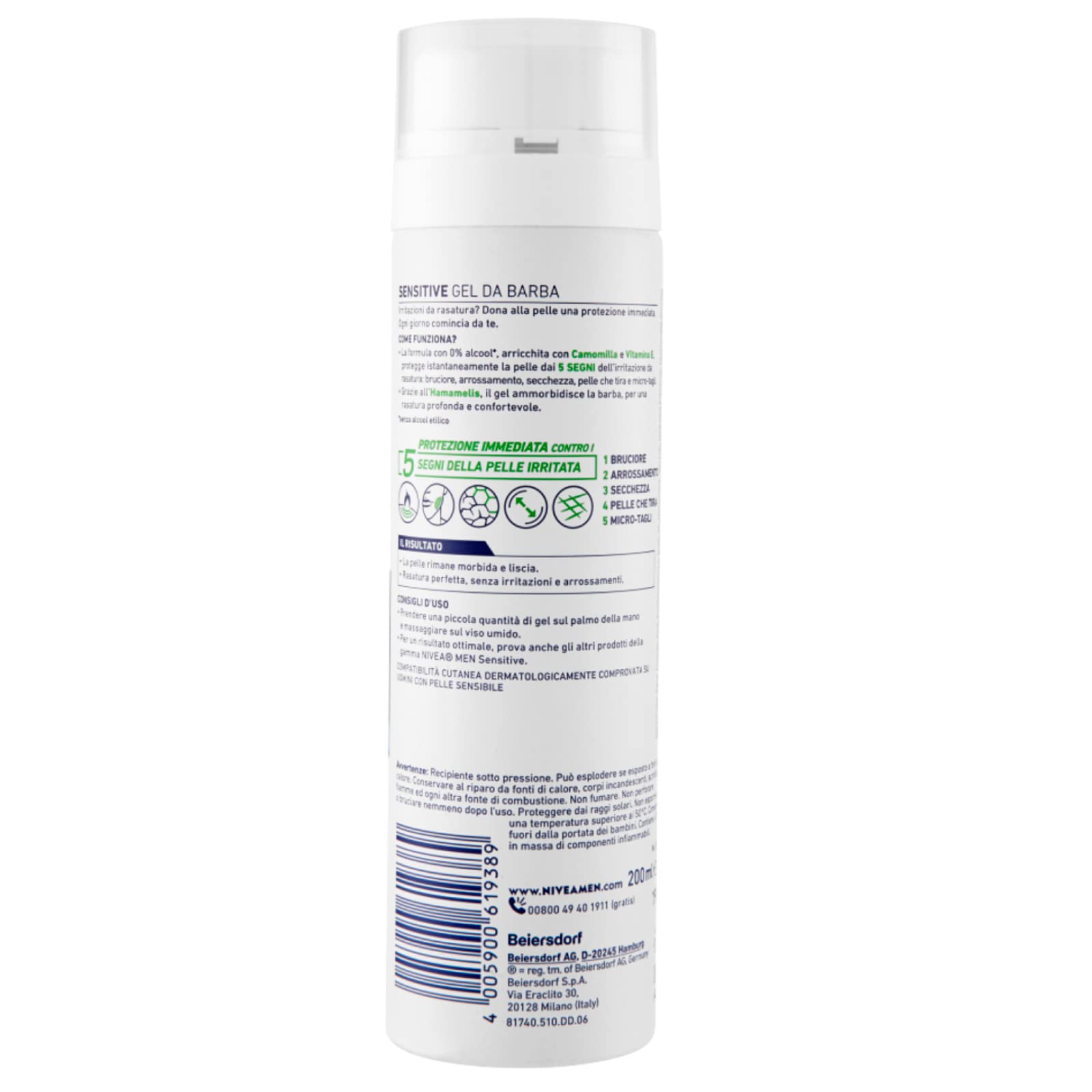 Nivea Men Sensitive Gel da Barba Gel viso da uomo con Estratto di Camomilla e Vitamina E Idratante per il Viso Ammorbidisce e Protegge la Barba - 4 Flaconi da 200ml