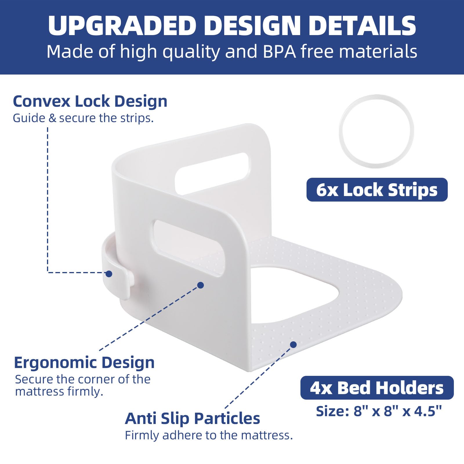 Bed Sheet Straps, Bed Sheet Holders With Fixed Silicone Rings Keep Sheets Firm Tight Tool Free Fitted Straps Suitable All Sheets Mattresses Easy To Install