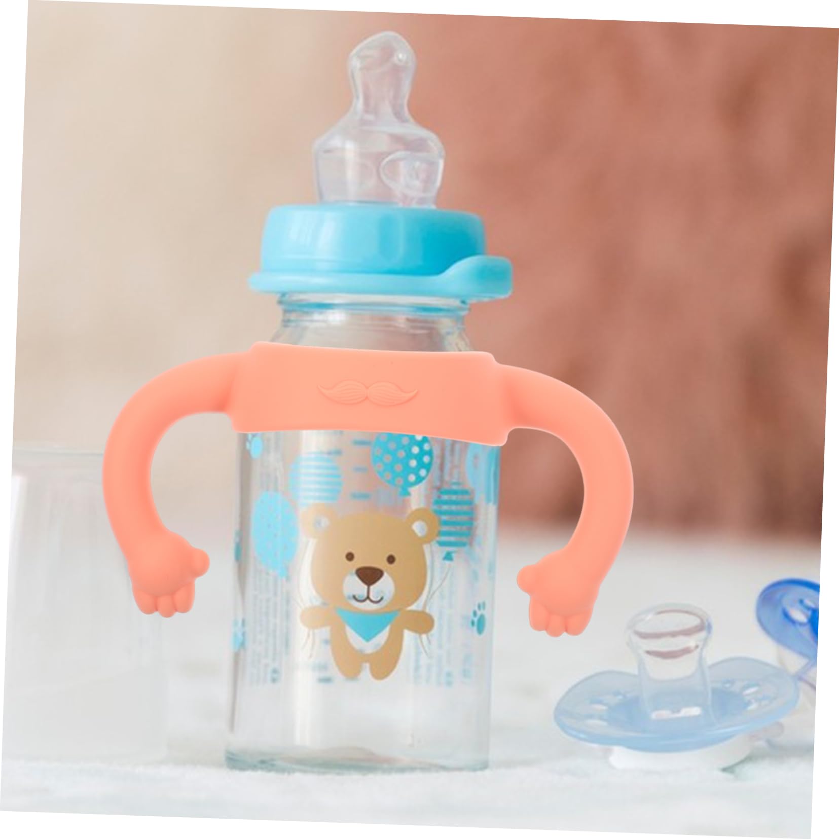 VICASKY Manici per Bottiglie in Silicone Rosa 2 Unitá Impugnatura Morbida e Confortevole per Bambino Bambina Facilmente Installabili