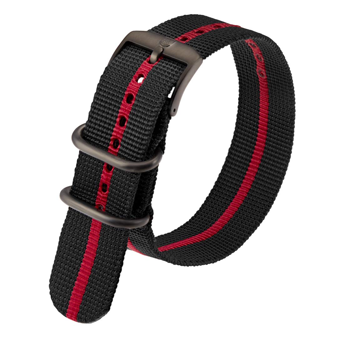 Luminox Men's Black & Red Webbing Nylon Strap Stainless Steel 2 loops Watch Band