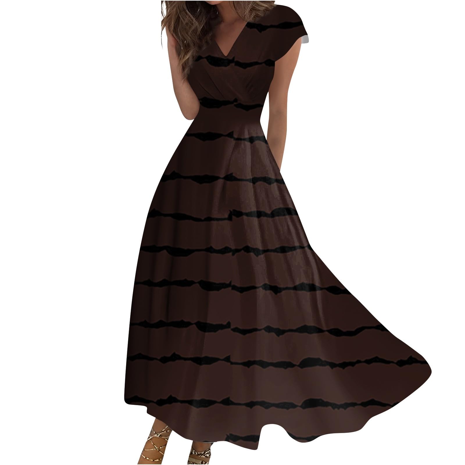 Summer Dresses for Women Sleeveless Fashion Plus Size Evening Dresses Loose V Neck Stretch Floral Cocktail Dresses