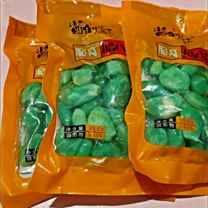 Ajo Laba Verde Auténtico Chino 9.17 ozbolsa, Vinagre Ajo Empapado en Escabeche, Ajo Azúcar Listo para Comer, Ajo Verde Picante y Agrio, Bocadillos