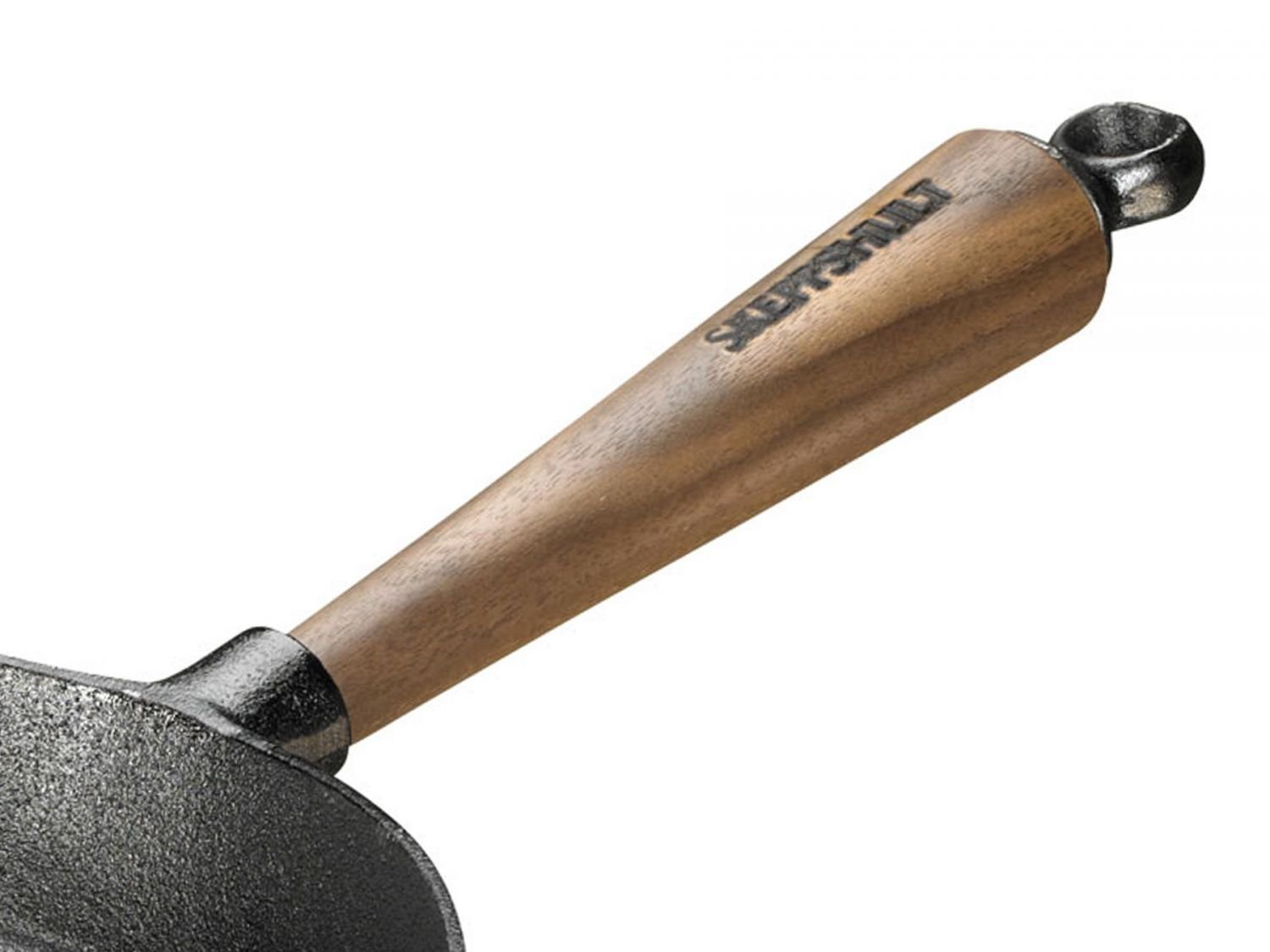 Skeppshult Pfanne Walnuss Holzgriff Bratpfanne / Servierpfanne / Grillpfanne / Wok Gusseisen + Prymo Mikrofasertuch Farbe Servierpfanne, Größe 28 cm