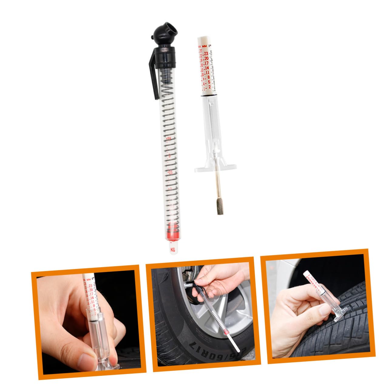 BUGUUYO 1 Set Tire Tread Depth Gauge Automotive Replacement Instrument Panel Gauges Measurer Tool Car Stainless Steel Checker