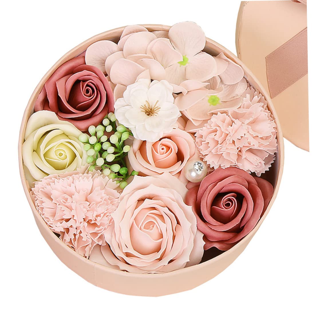 CAKEEYUM Artificial Soap Flower Box, Carnation Rose Scented Soaps, Carnation Rose Petal Scented Bath Body Flower Decoration for Wedding, Mother's Day, Valentine's Day, Graduation Soap