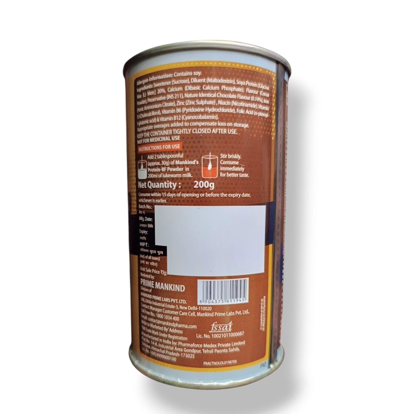 Mankind Protein Powder with Vitamins & Minerals - (200g) (Chocolate Flavour)