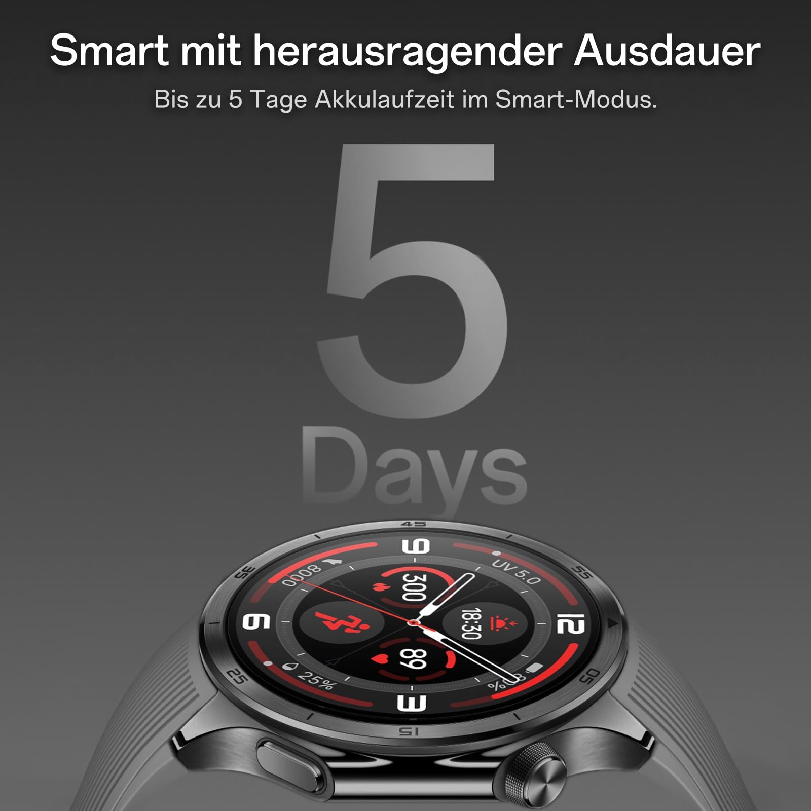OnePlus Smartwatch 3, 22 mm Armband 1,5-Zoll-LTPO-Display Schnellladung 120 Stunden Akkulaufzeit 100 Sportmodi Zweifrequenz-GPS-Tracking 60-Sekunden-Gesundheitscheck