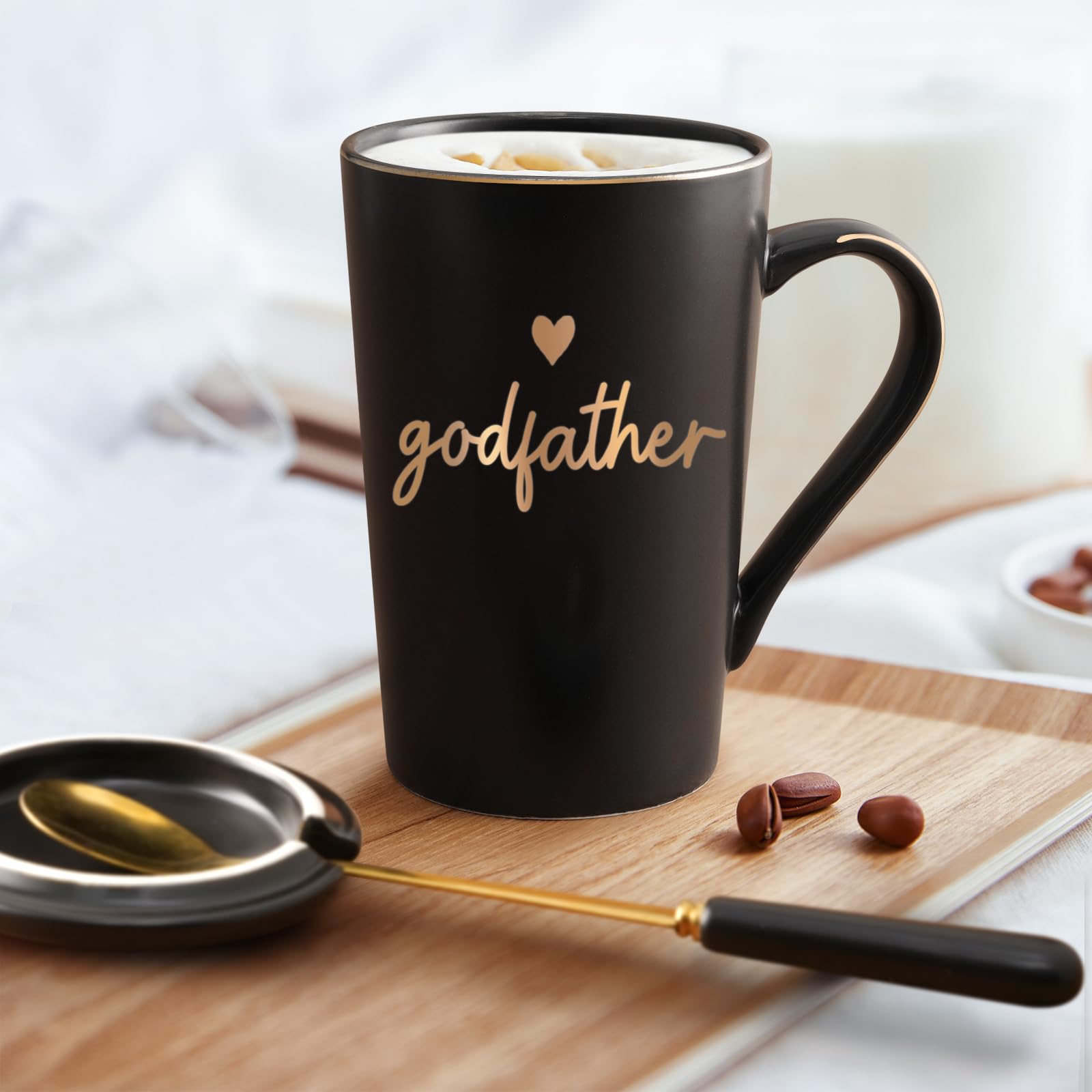 YHRJWN Godfather Gift, Godfather Proposal Gifts, Pregnancy Announcement Baptism Birthday Father's Day Christmas Presents, 14 Oz with Gift Box Black